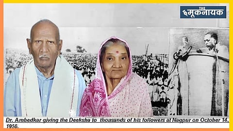 On that transformative day at Deekshabhoomi, 20-year old Krishna Sonare and his young wife Bhagirathi walked the path shown by Babasaheb, renouncing their former faith to become Buddhists.