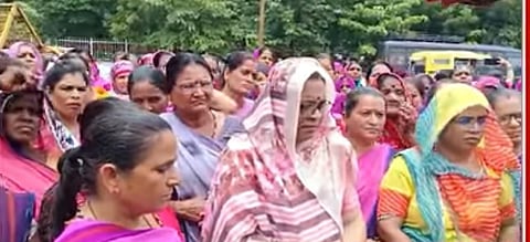 On Monday, numerous Anganwadi workers from across the Udaipur division marched to the district collectorate, demanding justice for Dalal, who allegedly took her life due to systemic neglect and harassment.