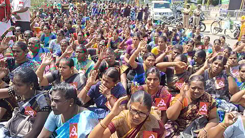 Anganwadi workers on strike in Tamil Nadu