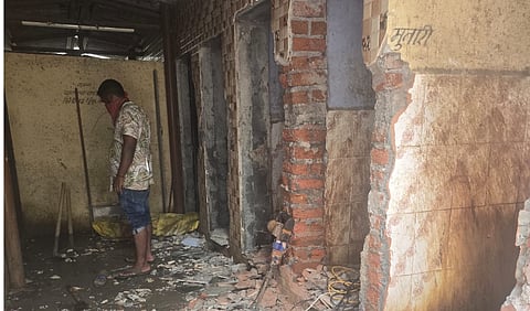 Photos after the work has begun , in the aftermath of protest