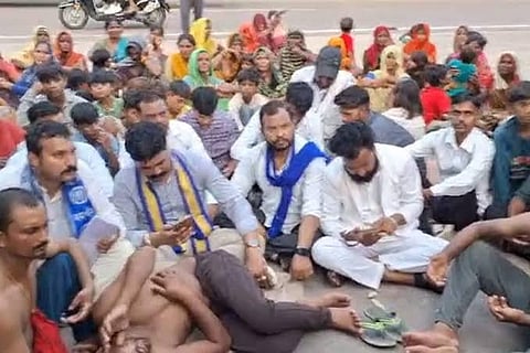 Bhim Army staged a protest outside the Superintendent of Police’s office, condemning the police’s actions as akin to treating the tribal youths like animals.