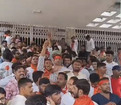 Chaos prevailed inside the university campus as students took out a mock funeral procession, burnt effigy of the vice chancellor and pelted stones at the administrative building on Monday.