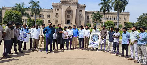 The demand was vociferously raised during a dharna and subsequent press conference organised in front of Osmania Arts College on Friday.