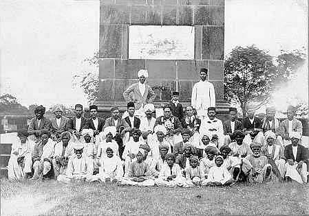 A rare picture of Baba Sahab Ambedkar at Bhima Koregaon memorial.
