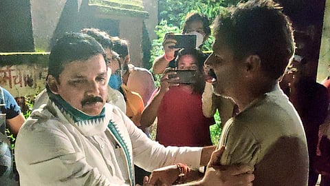 As Opposition Leaders Dish Out Mere Statements, Sanjay Singh Rushes To Meet Family Of Former MLA Beaten To Death