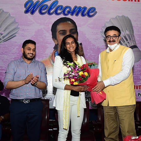 PV Sindhu Felicitated At The BBD Badminton Academy In Lucknow