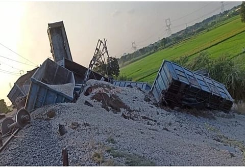 40 Bogies Of Goods Train Derails In Etawah, One Kid Grazing Cattle Nearby The Tracks Killed