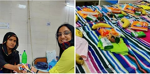 झलकारी बाई अस्पताल में नवजात बच्चों को बाँटे गए हाइजीन किट