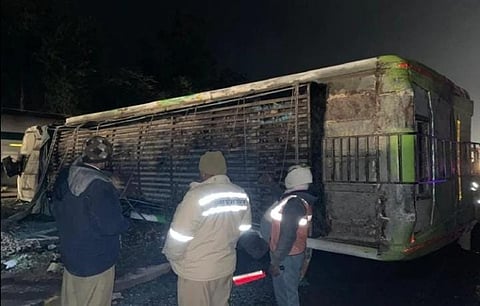 Double-decker Bus Turtles On Highway In Sant Kabir Nagar, One Killed