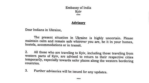 Indian Embassy In Ukraine Issues Advisory, Calls For Calm And Staying Indoors