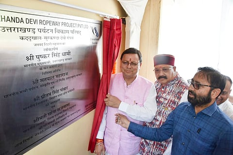 Uttarakhand CM Inaugurates Maa Surkhanda Devi Temple Ropeway Service