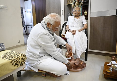 Social Media Melts As PM Modi Washes Feet Of Mother Hiraben On Her 100th Birthday