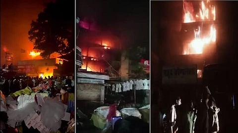 Massive Fire In Kanpur Readymade Cloth Market In Basmandi, More Than 600 Shops Gutted