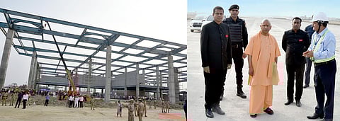 Yogi Inspects The Progress Of Maryada Purushottam Shri Ram International Airport In Ayodhya