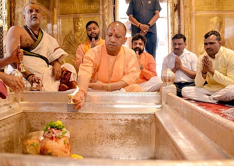 Yogi Visits Varanasi, Offers Prayers At Kashi Vishwanath For Victory In Civic Polls