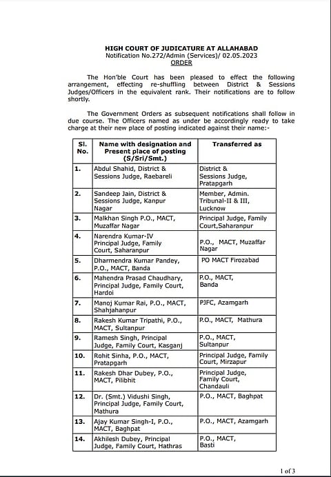 46 Law Officers Including Many District Judges Transferred In Uttar Pradesh