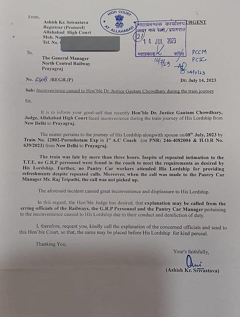 Allahabad HC Judge Seeks Reply From Railways For Inconvenience During Train Journey From New Delhi To Prayagraj