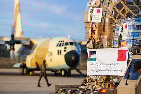 Two Moroccan Military Aircraft Carrying Humanitarian Aid For Palestinians Touch Down At El Arich Airport