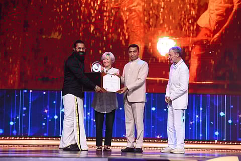 Kannada Film Maker Rishabh Shetty receiving The Special Jury Award for Kantara