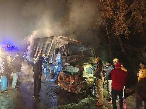 Eight Killed In Bareilly As Car Jumps Divider And Rams Into Dumper, Catches Fire
