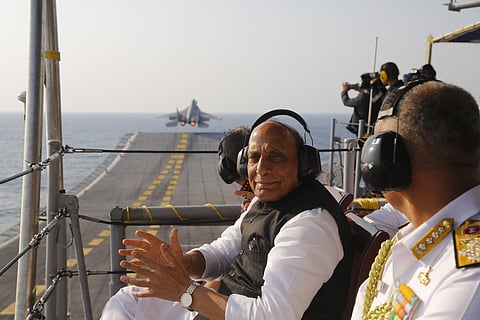 Rajnath Singh Witnesses ‘Twin-Carrier Operations’