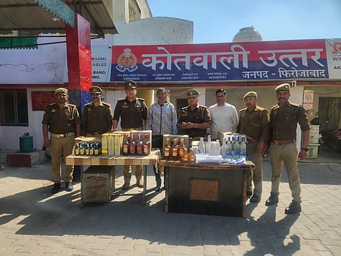 Huge Consignment Of Foreign Liquor Headed For Bihar Seized By Firozabad Police