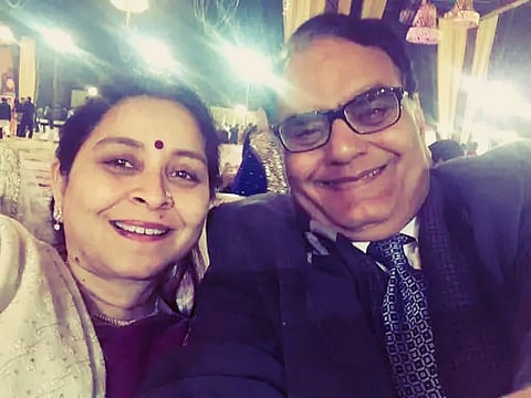 In happier times: The Dubey Couple