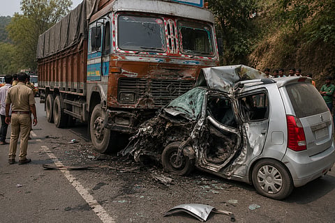 Four Killed As Truck Hits WagonR Returning From Bageshwar Dham In Hamirpur