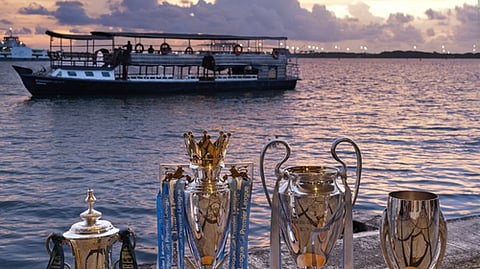Manchester City posted a picture of their trophies by the Vembanad Lake