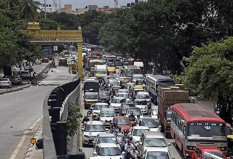 Representative image of traffic near KR Market in Bengaluru