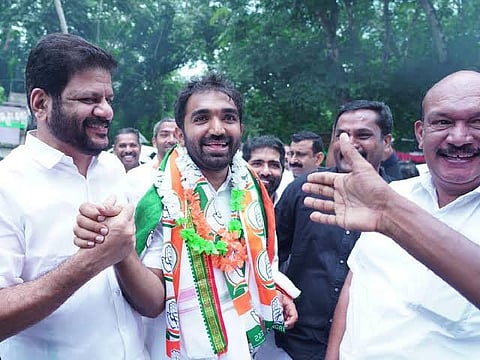 Chandy Oommen celebrates after resounding victory in Puthuppally