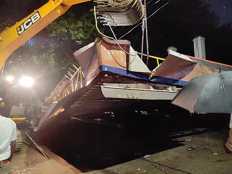 Rescue operations underway at the Indian Oil petrol pump in Saidapet