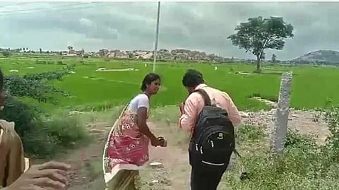 A micro-finance company staffer was thrashed for allegedly misbehaving with a married woman in Halebandiharlapura village.