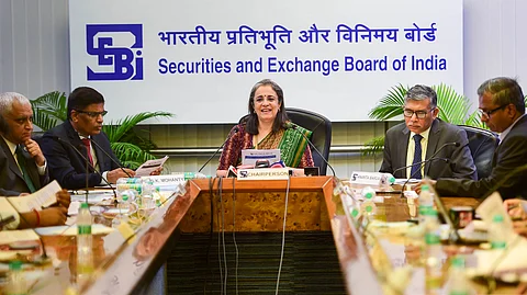 SEBI chairperson Madhabi Puri Buch addresses a press conference