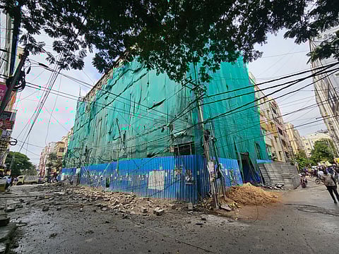 Under-construction six-floor building in Kukatpally