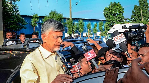Chandrababu Naidu speaking to media after his arrest
