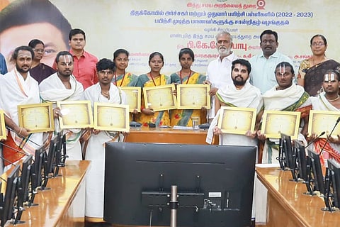 Three women who completed priest training in Tamil Nadu