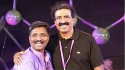 BJP spokesperson Sandeep Vachaspathi and esSENSE Global founder C Ravichandran, after the debate at Litmus 23 conference