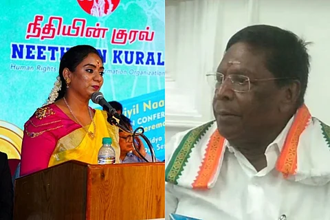Chandira Priyanga (Left); V Narayanasamy (Right)
