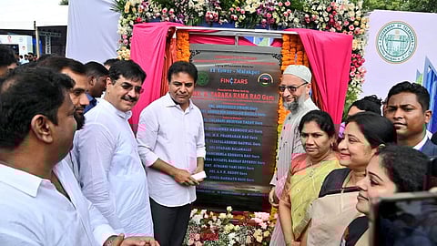 KTR and Owaisi at Malakpet IT Tower foundation