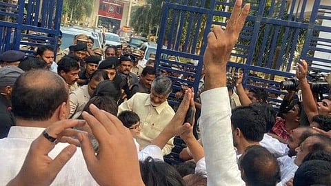 N Chandrababu Naidu walks out of jail after fifty days