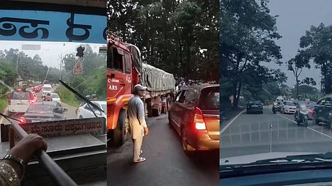 Traffic jam at Thamarassery ghat road