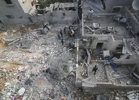 Buildings destroyed after Israel attacked Palestine
