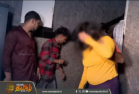 A screengrab of News Tamil 24*7's coverage of the Chennai bar incident