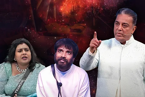 Kamal Haasan, Pradeep Anthony and Vichithra in Bigg Boss Season 7
