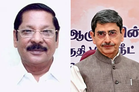 Senior DMK leader RS Bharathi and Tamil Nadu governor RN Ravi