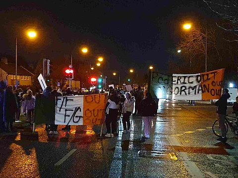 Anti-migrant protesters block Ballymun Road in January 2023