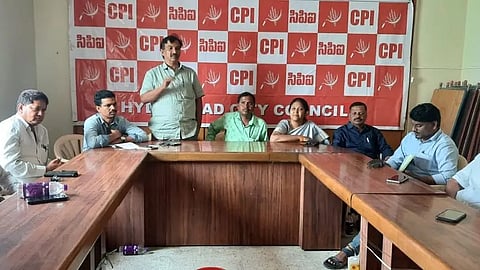 Members of the CPI's Hyderabad executive at a meeting