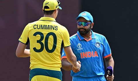 Indian team captain Rohit Sharma and Australian team captain Pat Cummins