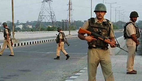 Police patrolling a road